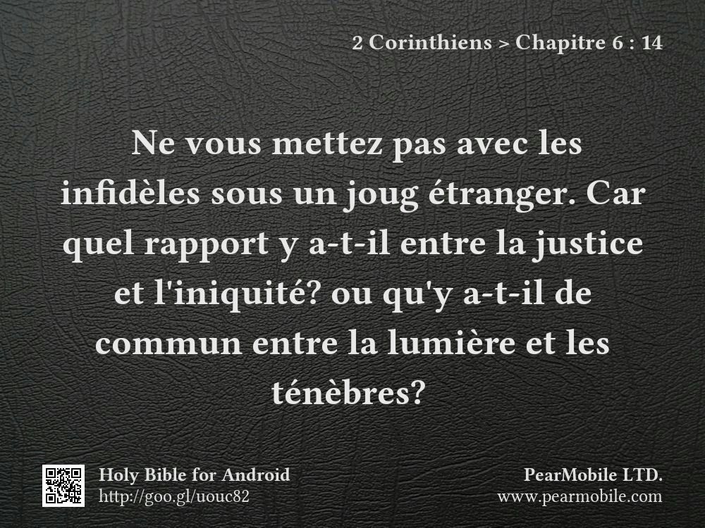 2 Corinthiens, Chapitre 6:14